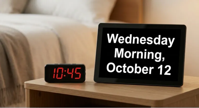 Dementia clock displaying the full date compared to a regular digital clock.