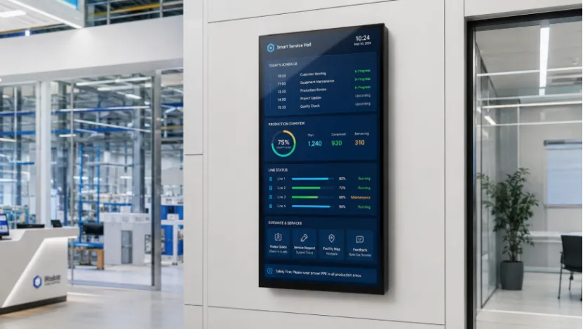 Commercial display showing smart service hall dashboard