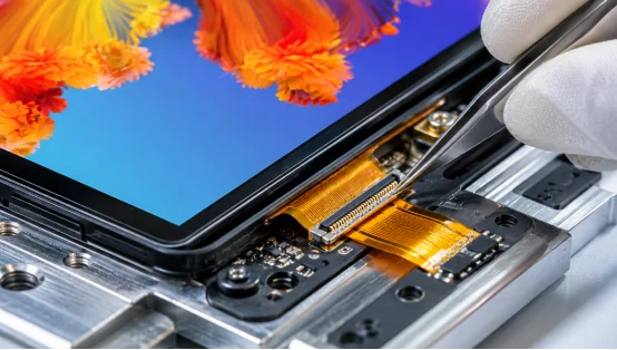 Connecting an FPC ribbon cable during touch display assembly