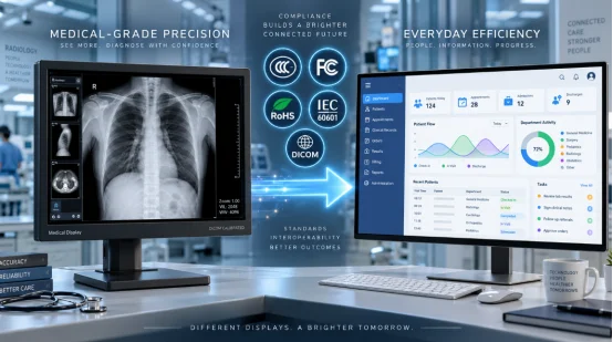 Medical grade display vs consumer monitor compliance standards