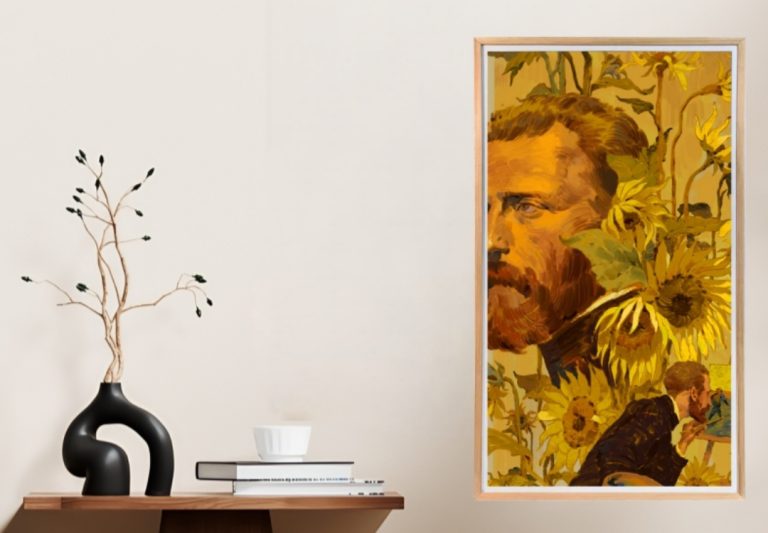 digital art frame in wall